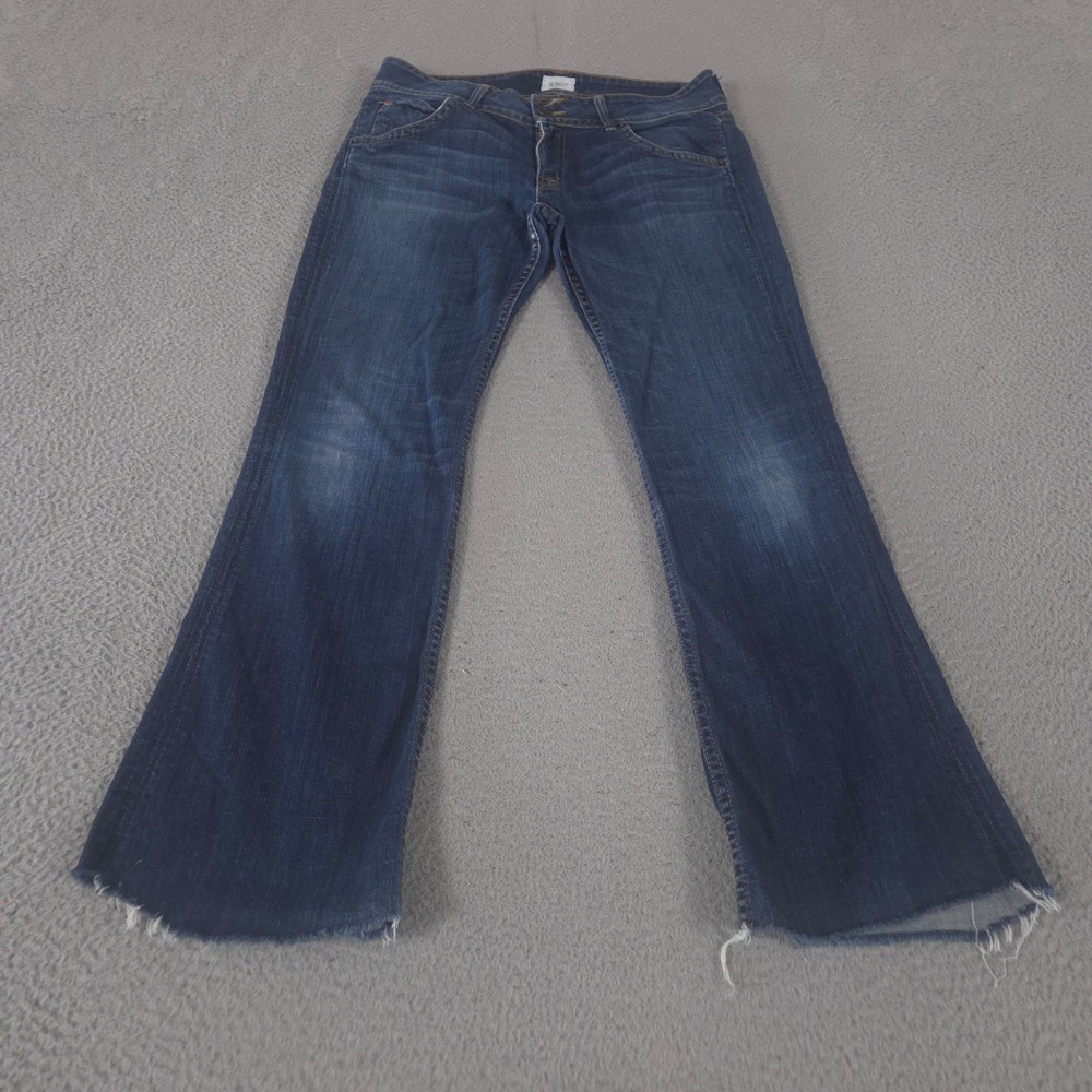 Hudson Jeans Womens 30 Blue Signature Bootcut Double Button Raw Hem Denim Pants